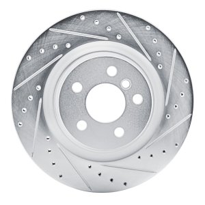 BMW X2 Brake Rotor (1) - Rear Right - R1 Concepts - Drilled & Slotted - Silver - `19-`24